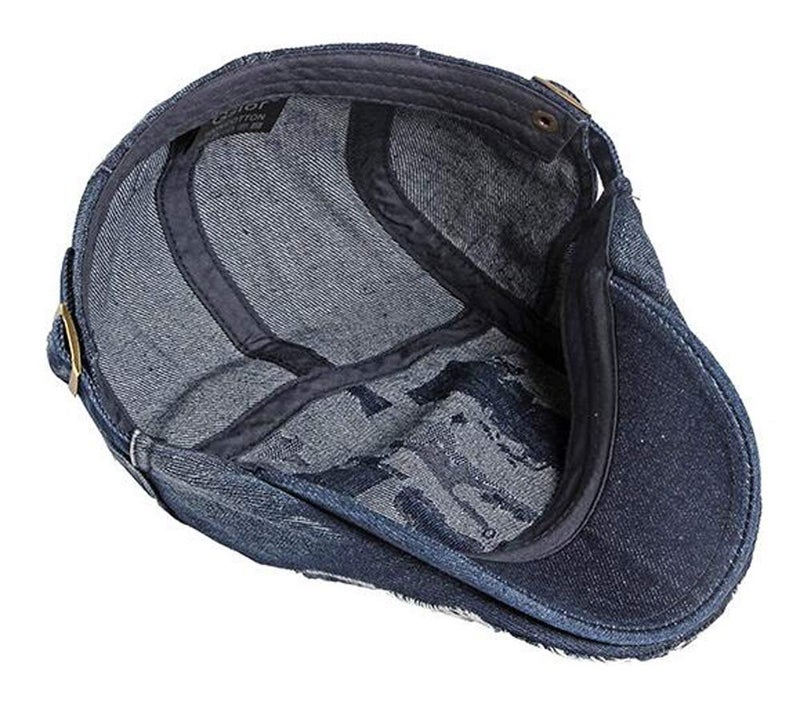 Qunson 2 Pack Mens Denim Cotton Newsboy Cap Ivy Gatsby Driving Hunting Cabbie Hats (D) - Image 4